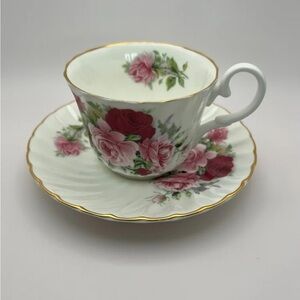 1950s Allyn Nelson Summertime Rose Fine Bone China Teacup & Saucer England